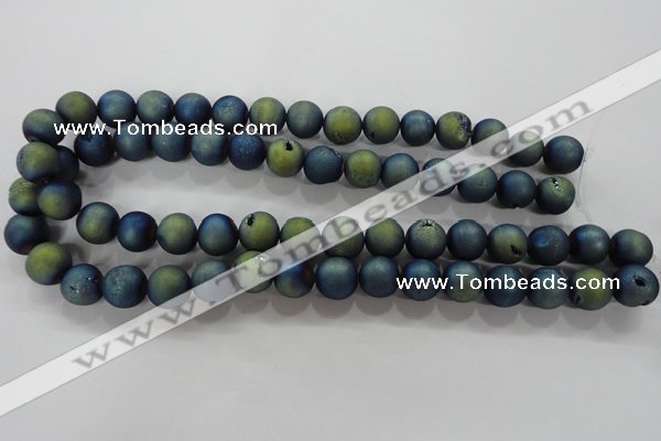 CAG6263 15 inches 10mm round plated druzy agate beads wholesale