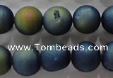 CAG6265 15 inches 14mm round plated druzy agate beads wholesale