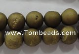 CAG6274 15 inches 12mm round plated druzy agate beads wholesale