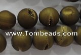 CAG6276 15 inches 16mm round plated druzy agate beads wholesale