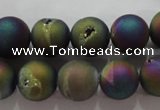 CAG6282 15 inches 8mm round plated druzy agate beads wholesale