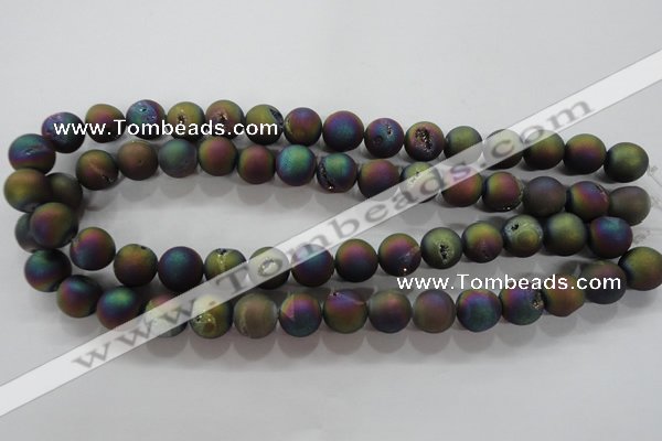 CAG6283 15 inches 10mm round plated druzy agate beads wholesale