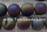 CAG6285 15 inches 14mm round plated druzy agate beads wholesale