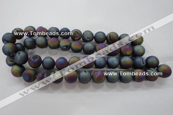 CAG6287 15 inches 18mm round plated druzy agate beads wholesale