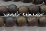 CAG6293 15 inches 10mm round plated druzy agate beads wholesale