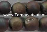 CAG6295 15 inches 14mm round plated druzy agate beads wholesale