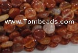 CAG630 15.5 inches 10mm coin natural fire agate beads wholesale