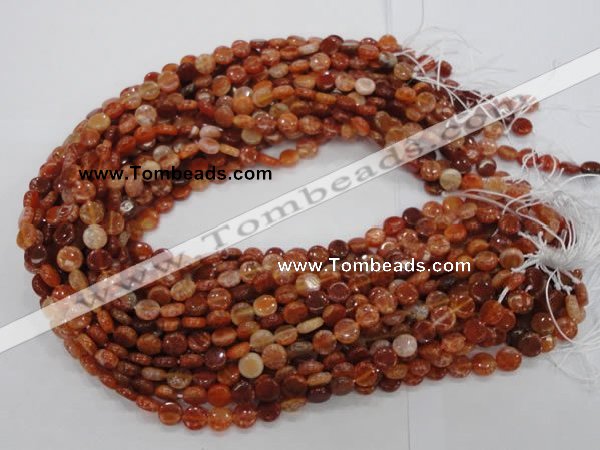 CAG630 15.5 inches 10mm coin natural fire agate beads wholesale