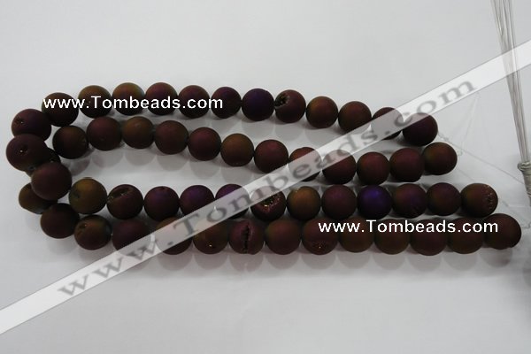 CAG6303 15 inches 10mm round plated druzy agate beads wholesale