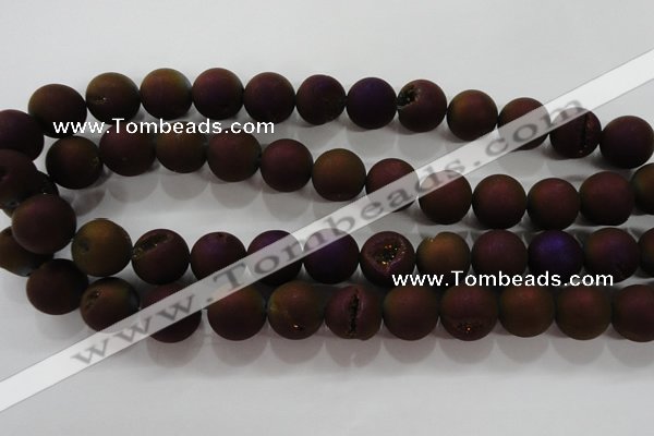 CAG6305 15 inches 14mm round plated druzy agate beads wholesale