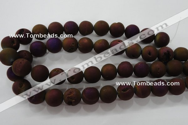 CAG6306 15 inches 16mm round plated druzy agate beads wholesale