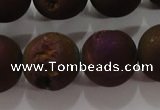 CAG6307 15 inches 18mm round plated druzy agate beads wholesale