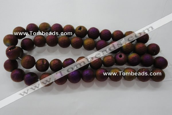 CAG6312 15 inches 8mm faceted round plated druzy agate beads