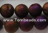 CAG6314 15 inches 12mm faceted round plated druzy agate beads