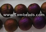 CAG6315 15 inches 14mm faceted round plated druzy agate beads