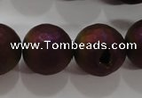 CAG6317 15 inches 18mm faceted round plated druzy agate beads