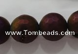 CAG6318 15 inches 20mm faceted round plated druzy agate beads