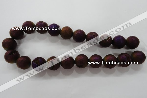 CAG6318 15 inches 20mm faceted round plated druzy agate beads