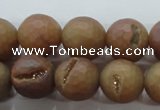 CAG6333 15 inches 10mm faceted round plated druzy agate beads