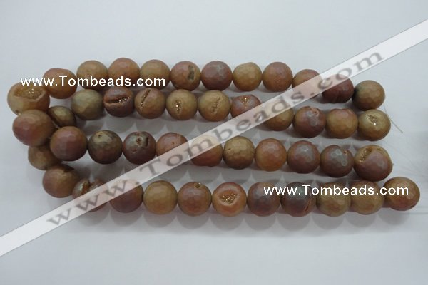 CAG6333 15 inches 10mm faceted round plated druzy agate beads