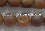 CAG6335 15 inches 14mm faceted round plated druzy agate beads