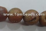 CAG6337 15 inches 18mm faceted round plated druzy agate beads