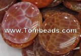 CAG634 15.5 inches 40mm coin natural fire agate beads wholesale