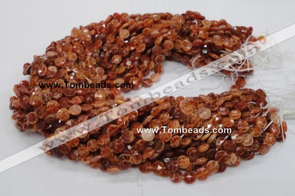 CAG635 15.5 inches 8mm faceted coin natural fire agate beads