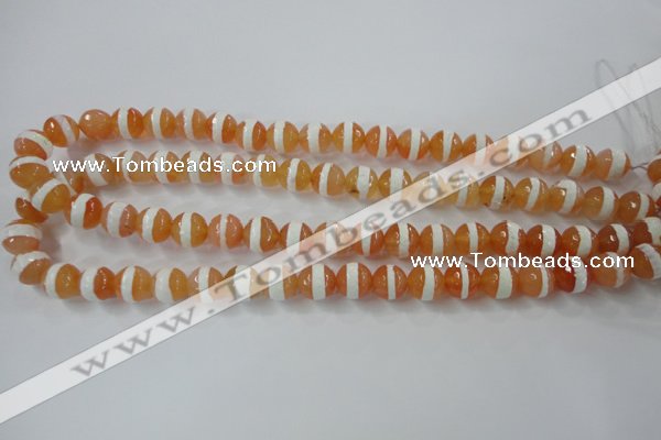 CAG6350 15 inches 8mm faceted round tibetan agate gemstone beads