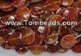 CAG636 15.5 inches 10mm faceted coin natural fire agate beads