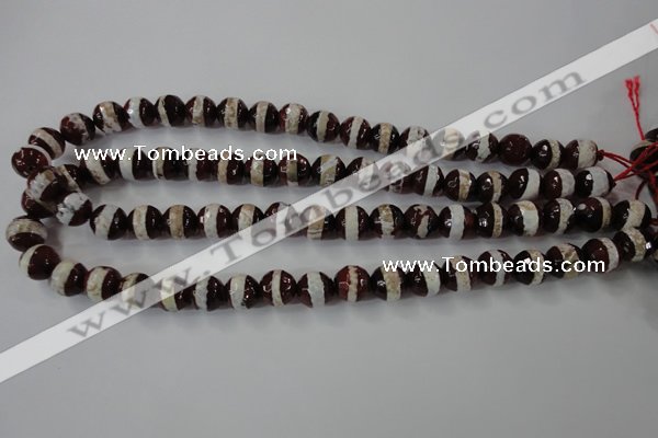 CAG6363 15 inches 10mm faceted round tibetan agate gemstone beads