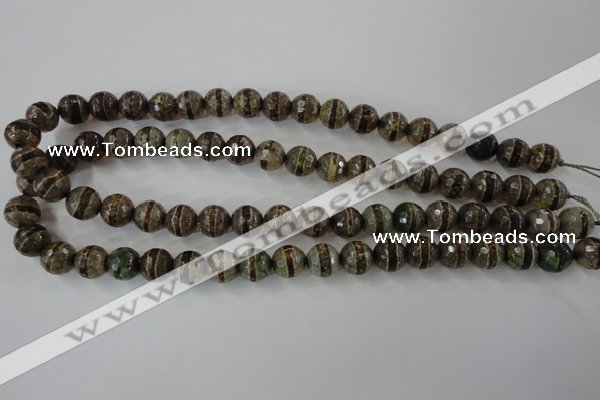 CAG6366 15 inches 8mm faceted round tibetan agate gemstone beads