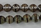 CAG6367 15 inches 10mm faceted round tibetan agate gemstone beads