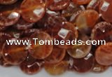 CAG637 15.5 inches 12mm faceted coin natural fire agate beads