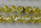 CAG6370 15 inches 8mm faceted round tibetan agate gemstone beads