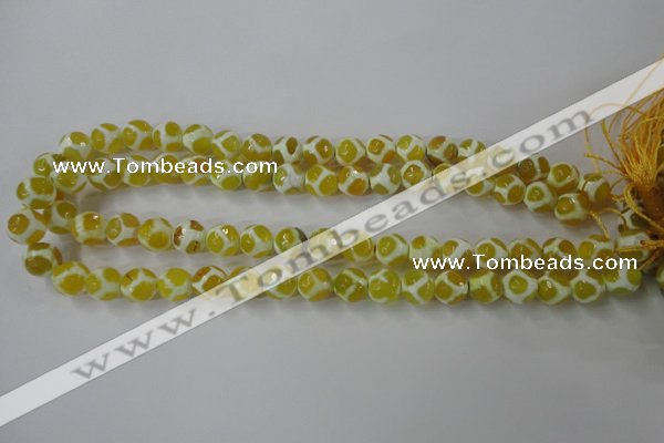 CAG6372 15 inches 12mm faceted round tibetan agate gemstone beads