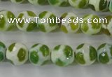 CAG6375 15 inches 10mm faceted round tibetan agate gemstone beads