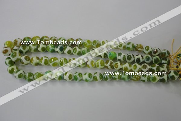 CAG6375 15 inches 10mm faceted round tibetan agate gemstone beads