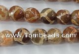 CAG6378 15 inches 8mm faceted round tibetan agate gemstone beads