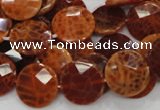 CAG638 15.5 inches 16mm faceted coin natural fire agate beads