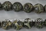 CAG6382 15 inches 8mm faceted round tibetan agate gemstone beads