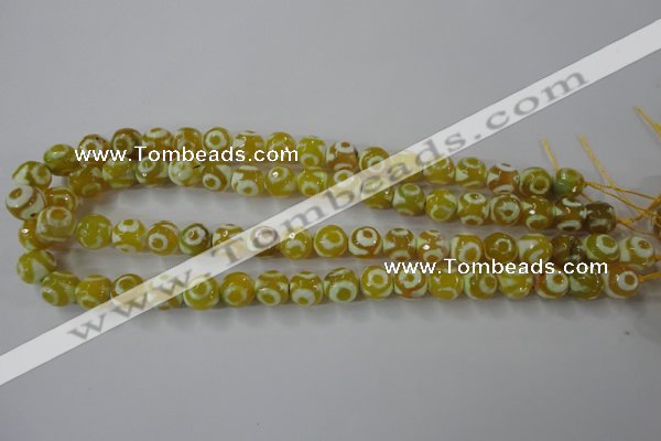 CAG6388 15 inches 10mm faceted round tibetan agate gemstone beads