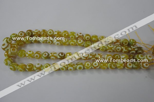 CAG6389 15 inches 12mm faceted round tibetan agate gemstone beads