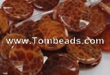 CAG639 15.5 inches 20mm faceted coin natural fire agate beads