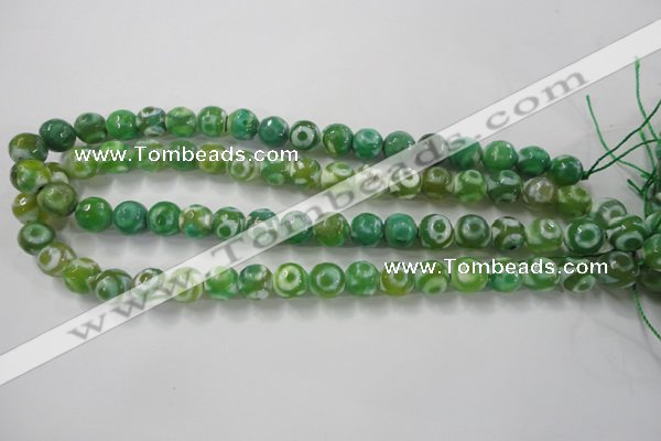 CAG6392 15 inches 10mm faceted round tibetan agate gemstone beads
