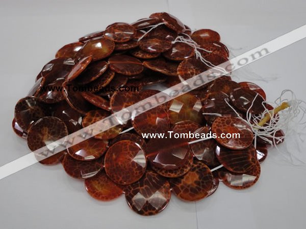 CAG640 15.5 inches 30mm faceted coin natural fire agate beads