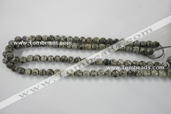 CAG6415 15 inches 10mm faceted round tibetan agate gemstone beads