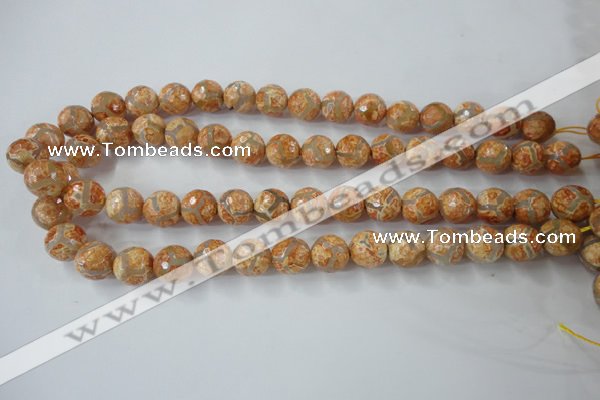 CAG6419 15 inches 10mm faceted round tibetan agate gemstone beads
