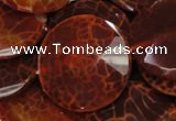 CAG642 15.5 inches 40mm faceted coin natural fire agate beads