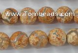 CAG6421 15 inches 14mm faceted round tibetan agate gemstone beads